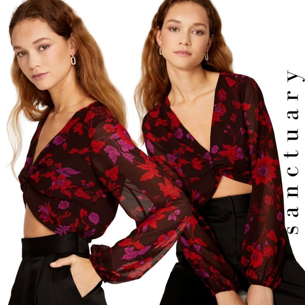 NWT Sanctuary Starry Night Boho Twist Front Crop Blouse
